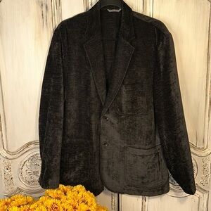 Men’s Crushed Black Velveteen Sports Jacket Size Large